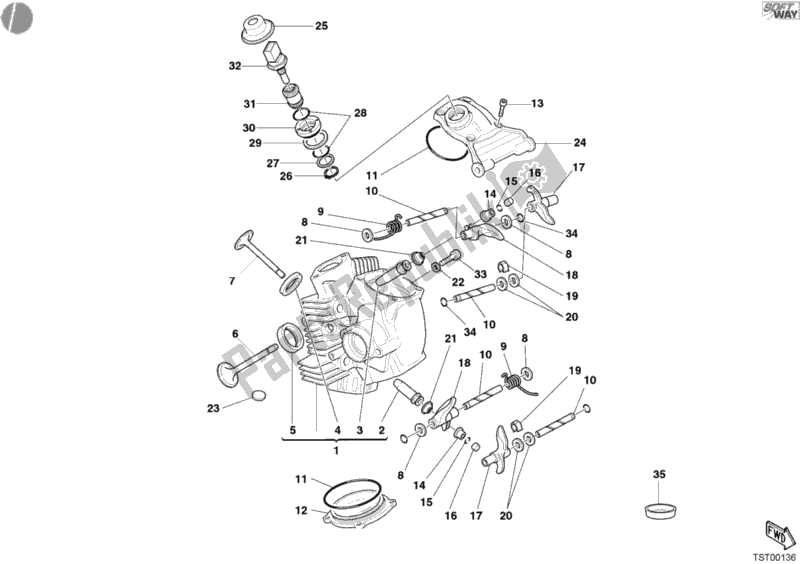 Wszystkie części do Pozioma G? Owica Cylindra Ducati Supersport 1000 SS 2004